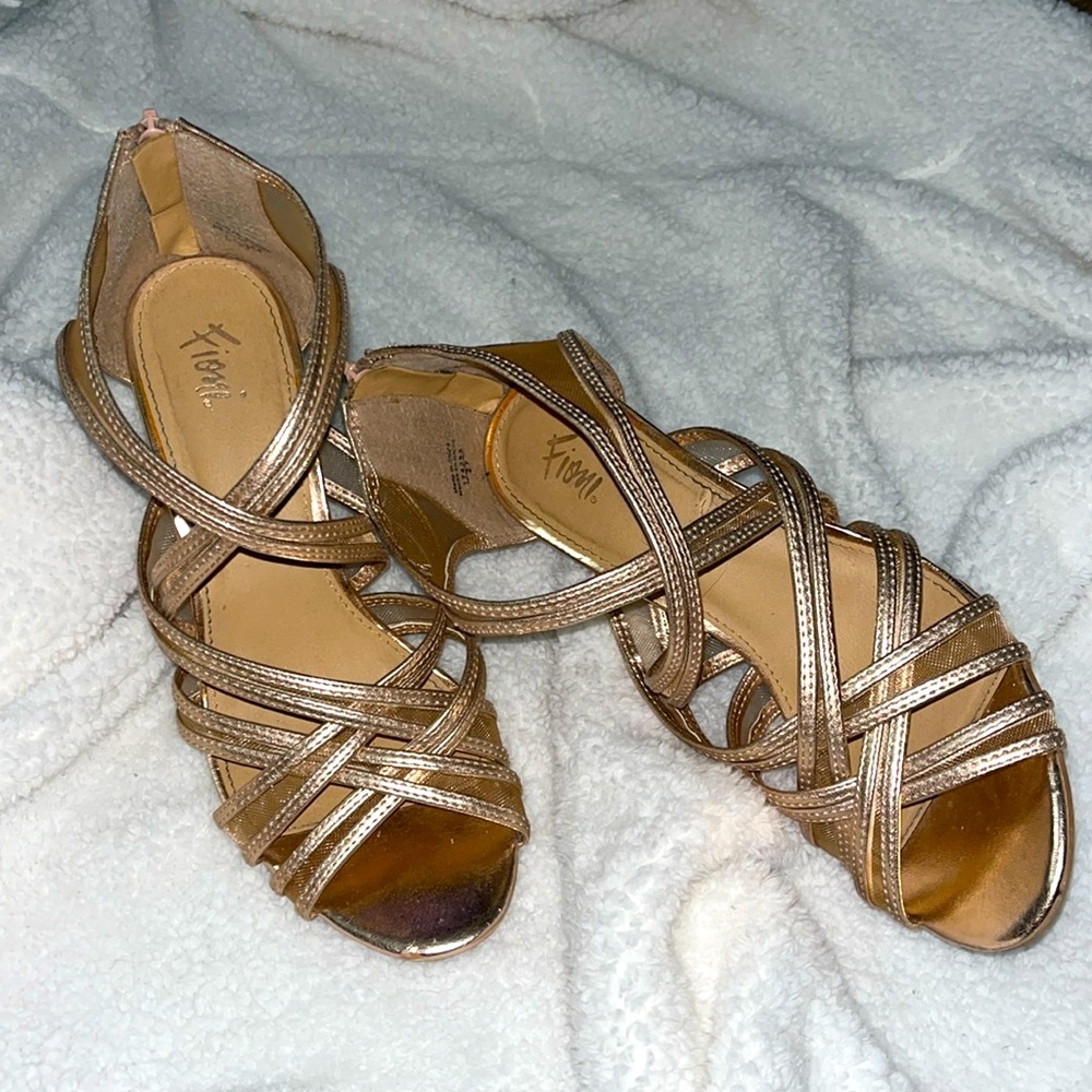 2 inch, Size 8 1/2 Women’s Gold Heels.
